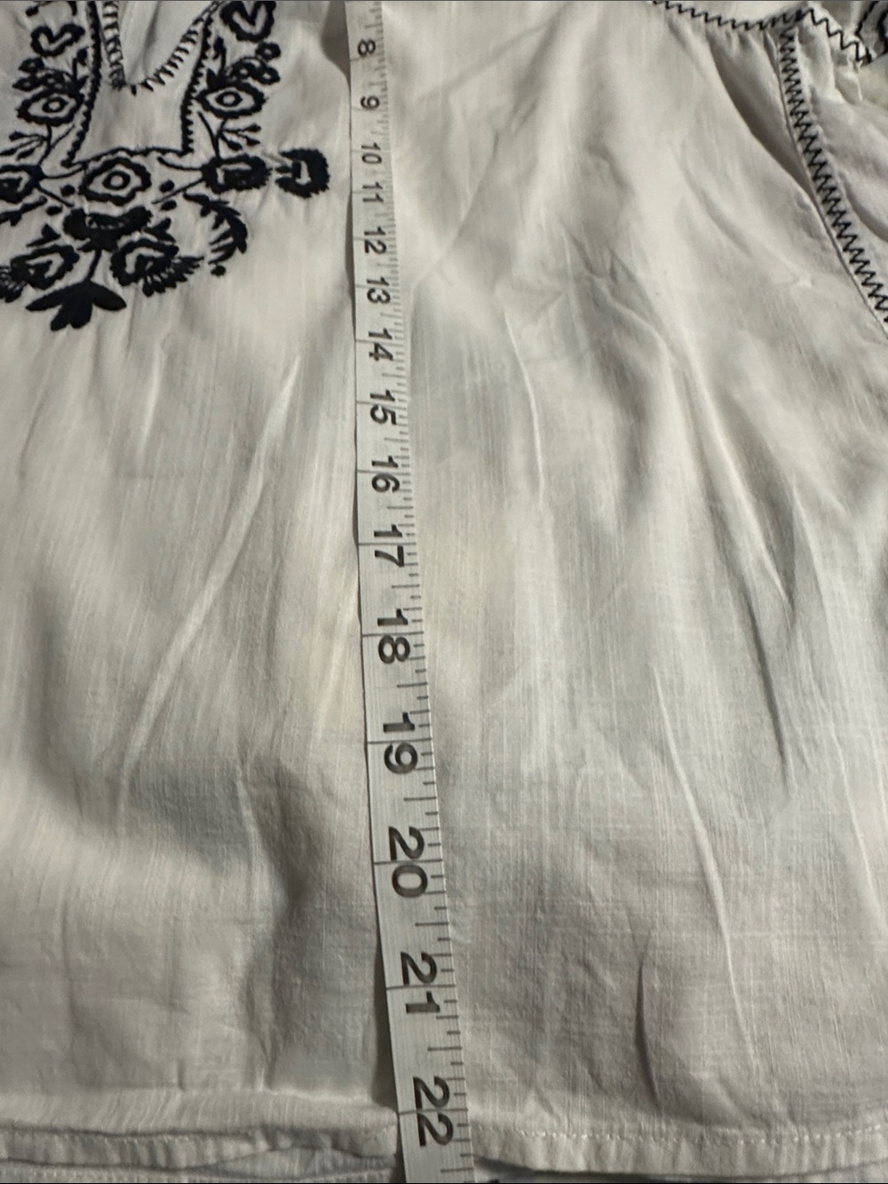 J. Crew White Tunic with Navy Floral Embroidery - Picture 4 of 9